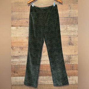 🌻 Etcetera Velour Green & Black Bootcut Pants Women’s size 2 Casual Career Y2K